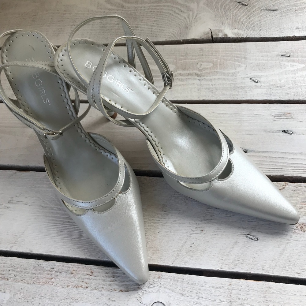 BCBGirls Silver Gray 3 inch stilleto heels.